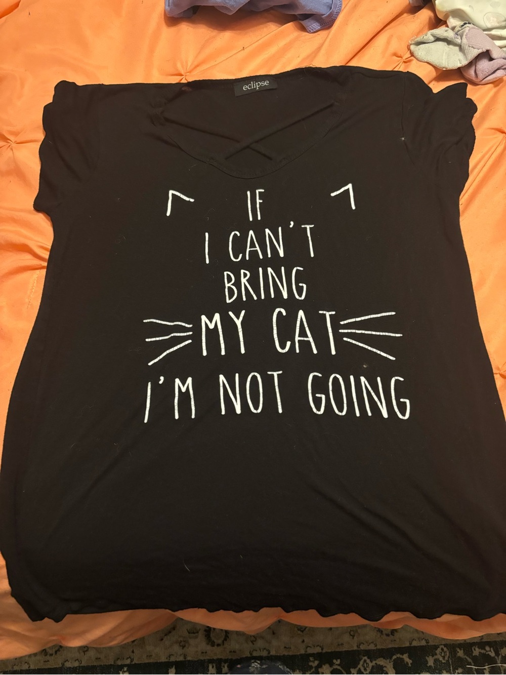 Eclipse Black Short-Sleeve Cat Graphic Tee
